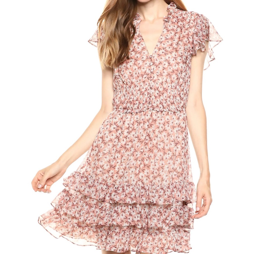 Rebecca Taylor Floral Pink Ruffle Dress